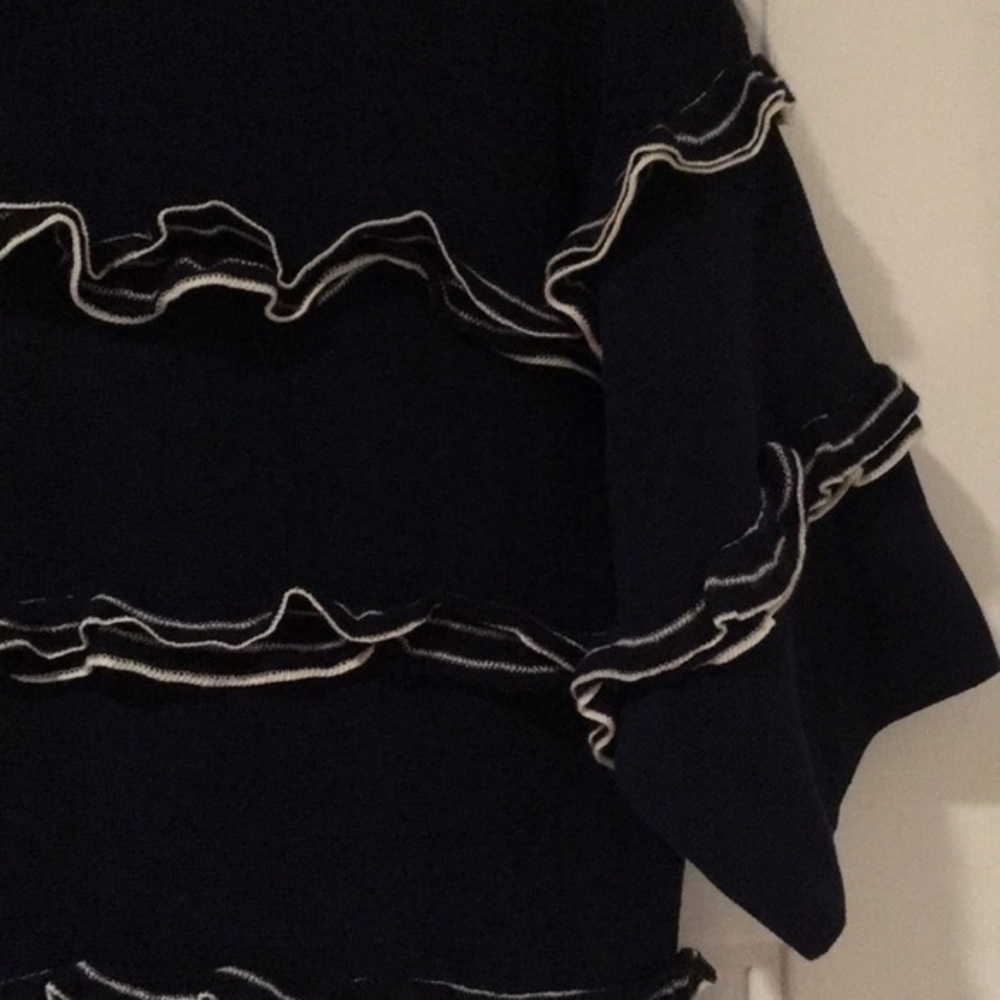 J. Crew Navy White Ruffle Boatneck sweater S M - Picture 8 of 8